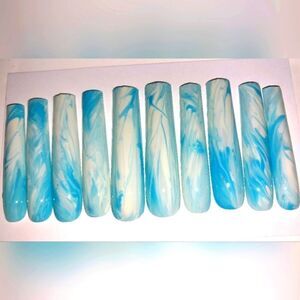 Hand crafted custom 10pc xxl long acrylic press on nails sz large